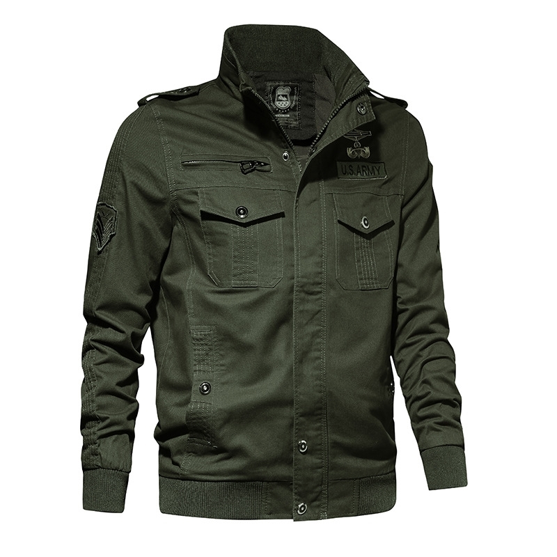 Jacket tooling men's washed cotton flight jacket, Black