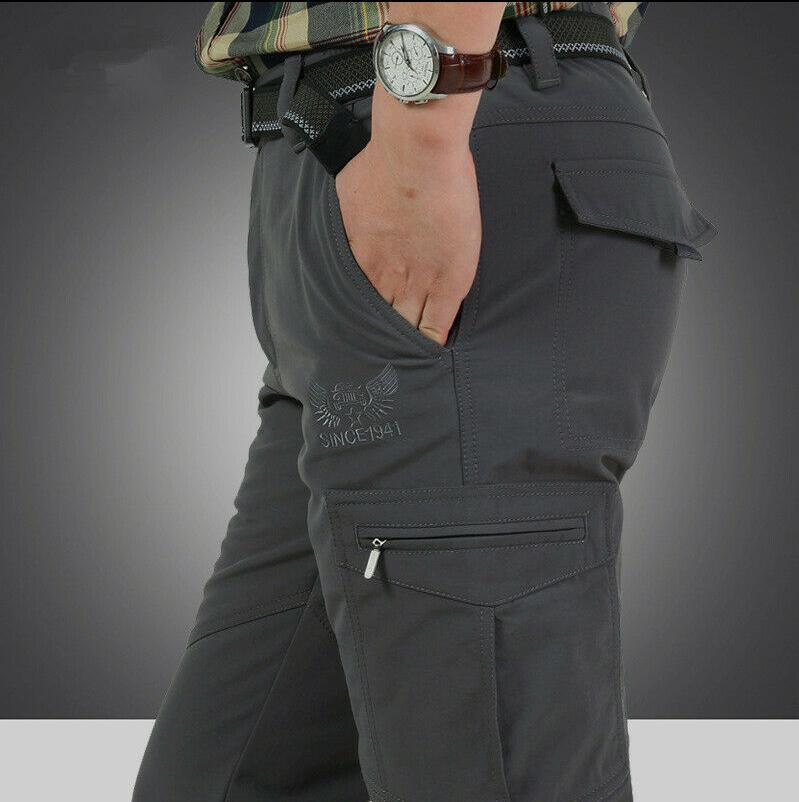 Mens Winter Thick Warm Fleece Hiking Softshell Pants With Pockets Waterproof Windproof Thermal Camping Ski Climbing Trousers Men's