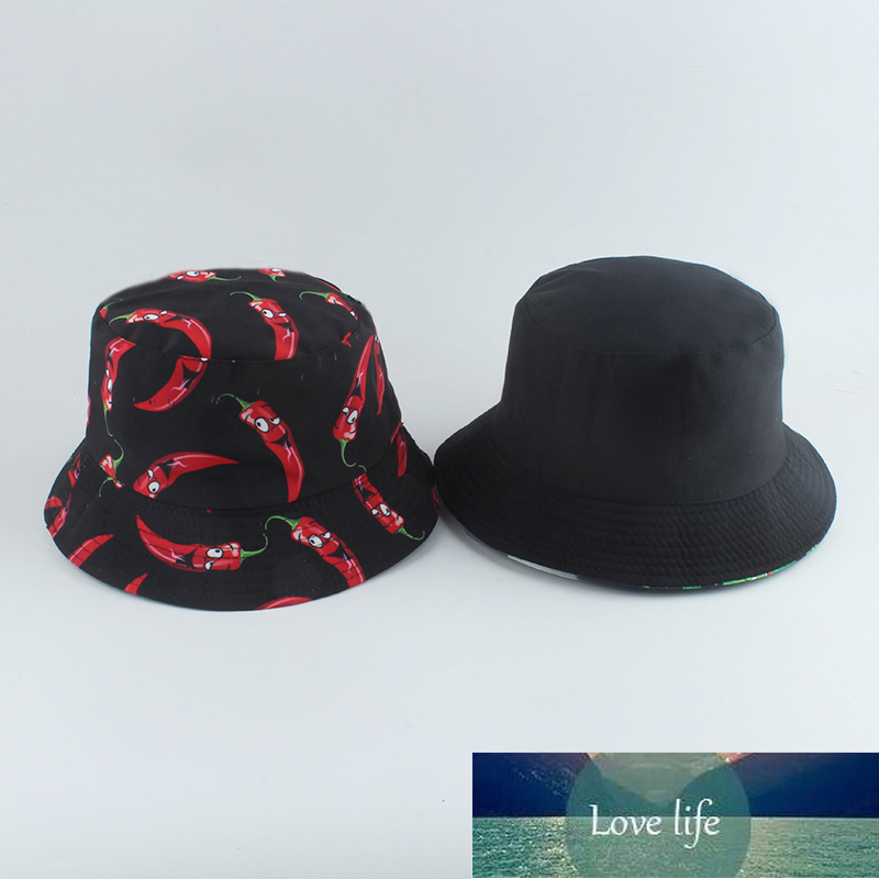 New Fashion Panama Hat Vegetables Pepper Printed Bucket Hat Reversible Fishing Cap Summer Sun Hats For Women Men Gorras Factory price expert design Qu