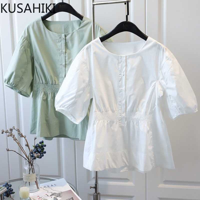 KUSAHIKI Sweet Folds Slim Waist Doll Shirt Causal O-neck Korean Puff Sleeve Blouse Tops Summer Blusas Mujer Moda 6J220 210602, Blue
KUSAHIKI Sweet Folds Slim Waist Doll Shirt Causal O-neck Korean Puff Sleeve Blouse Tops Summer Blusas Mujer Moda 6J220 210602, Blue