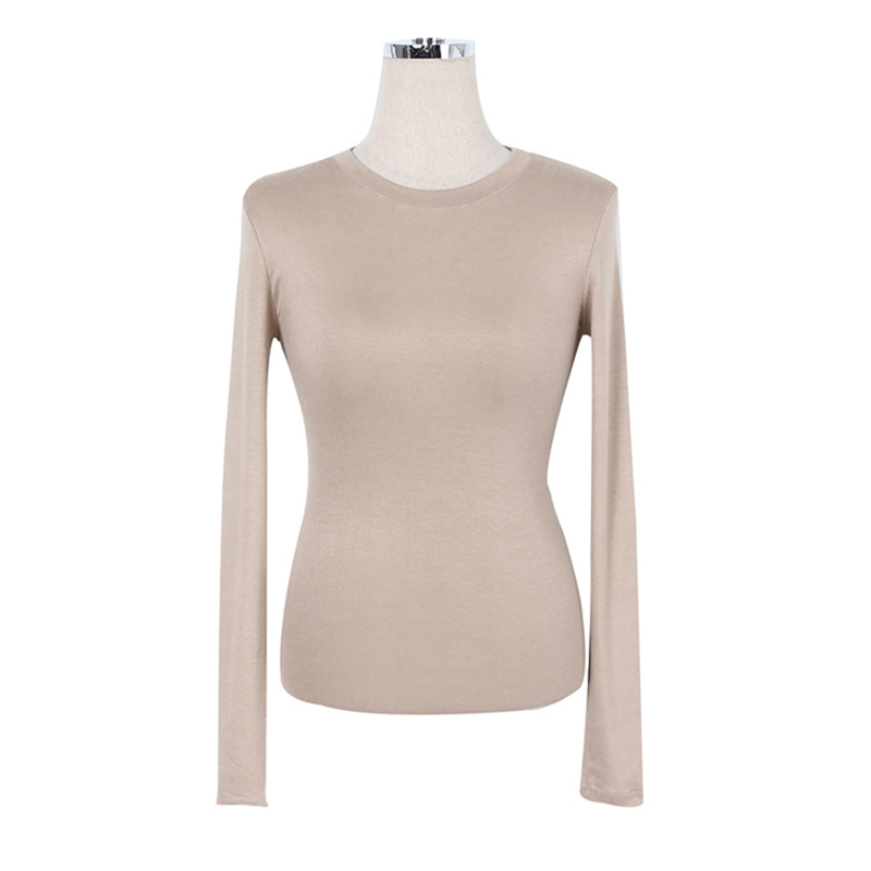 T Shirt Korean Style Slim T-shirts Sexy Tshirts Cotton Long Sleeve Summer Tops Tee Shirt Femme Khaki Blue White Black 210406