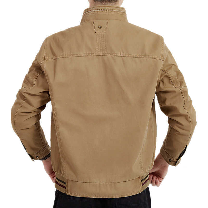 Spring Autumn Europe Middle Aged Men's Double-Sided 100% Cotton Casual Father Style Khaki Jacket Coat Man Black blue Coats 210818