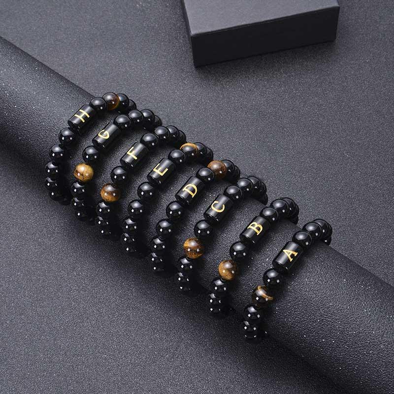Beaded, Strands Natural Black Agate Tiger Eye Bracelets 26 Letters Initial Beads Healing For Women Men Couple Jewelry Birthday Gifts
Beaded, Strands Natural Black Agate Tiger Eye Bracelets 26 Letters Initial Beads Healing For Women Men Couple Jewelry Birthday Gifts