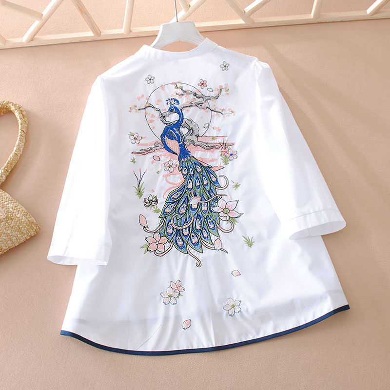 VANOVICH Shirt Women Spring and Summer European Wild Cotton Ladies Blouses Tops Embroidery Three-quarter 210615, Navy
VANOVICH Shirt Women Spring and Summer European Wild Cotton Ladies Blouses Tops Embroidery Three-quarter 210615, Navy