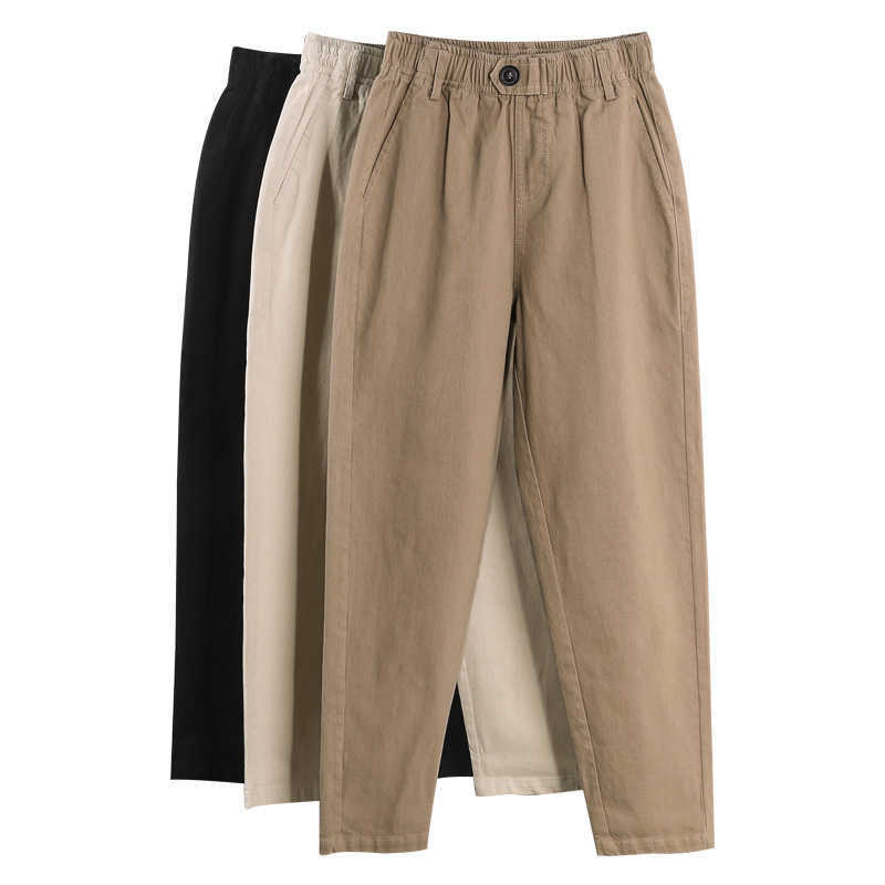 Beige High waist Casual Pants Women loose Spring Autumn Women's Korean slim Harem pants Plus Size Nine 3XL 211115