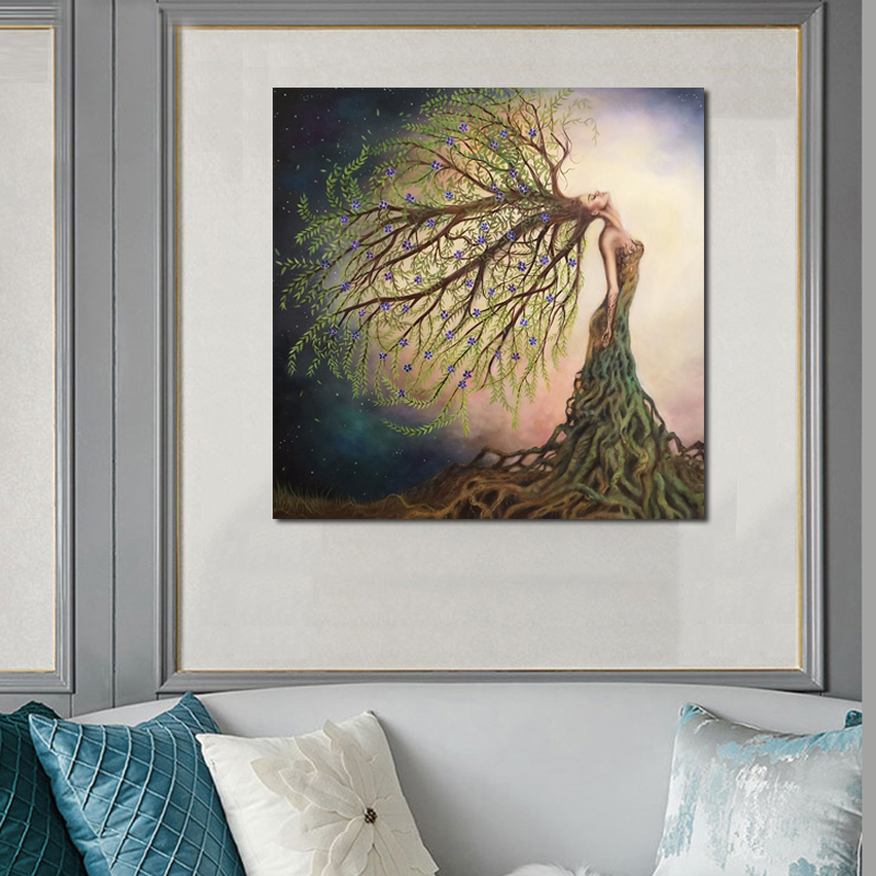 RELIABLI ART Abstract Girl Tree Hair Posters Canvas Painting Wall Art Pictures For Living Room Home Decoration Modern Prints