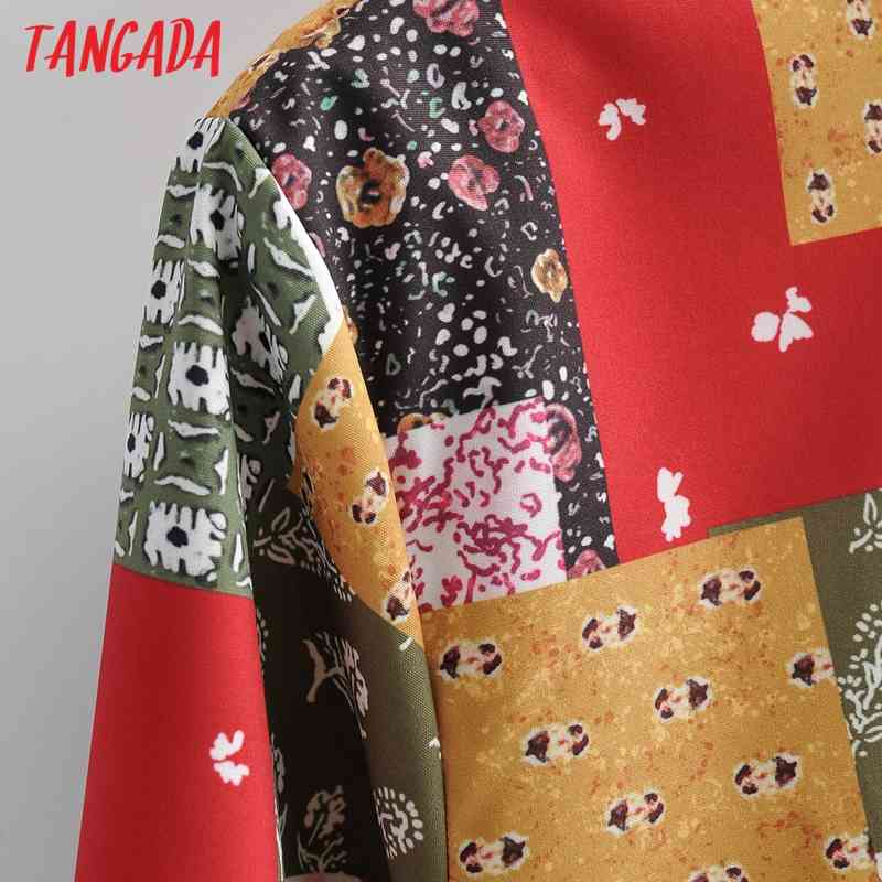 Women Block Print Blouse Long Sleeve Chic Female Casual Lady Shirt Blusas Femininas 1F111 210416