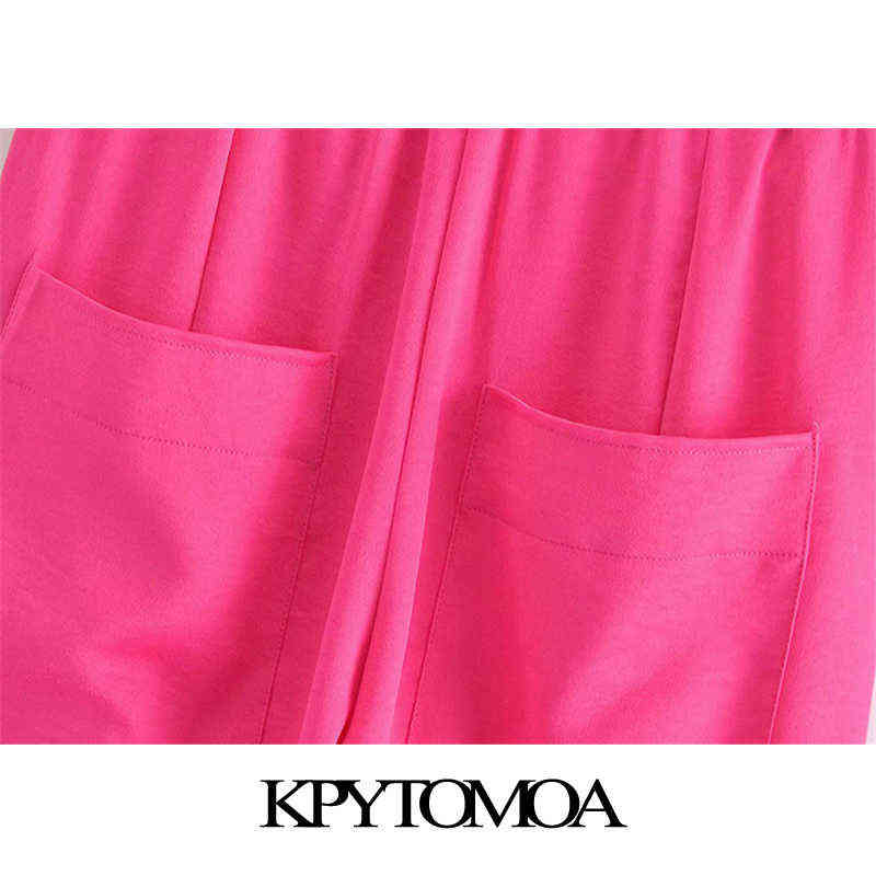 KPYTOMOA Women Chic Fashion Side Pockets Loose Fitting Pants Vintage High Elastic Waist Drawstring Female Trousers Mujer 211115
