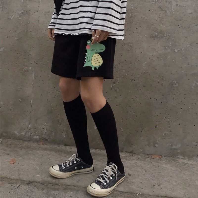 High Waist Summer Sports Pants Women Cotton Thin Breathable Shorts Casual Capris Loose Harajuku Cute Printed 210714