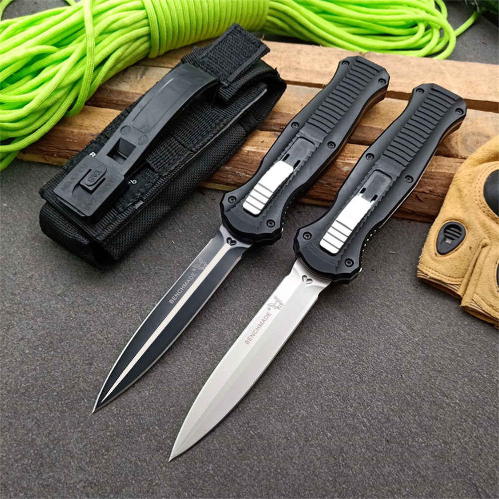 Benchmade BM3300 3310 Double action Automatic knife (3.95" Satin Plain) D2 Steel Spear Point Plain Classic Black Handle Tactical Knives Outdoor camping Pocket Knives
Benchmade BM3300 3310 Double action Automatic knife (3.95" Satin Plain) D2 Steel Spear Point Plain Classic Black Handle Tactical Knives Outdoor camping Pocket Knives