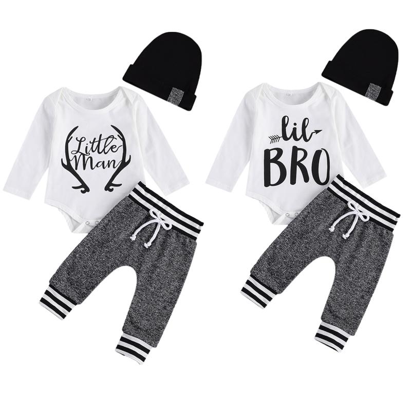 Clothing Sets 0-18M Born Baby Boy Long Sleeve Letter Print Cotton Bodysuit Tops Pant Trouser Hat 3PCS Set, White
Clothing Sets 0-18M Born Baby Boy Long Sleeve Letter Print Cotton Bodysuit Tops Pant Trouser Hat 3PCS Set, White