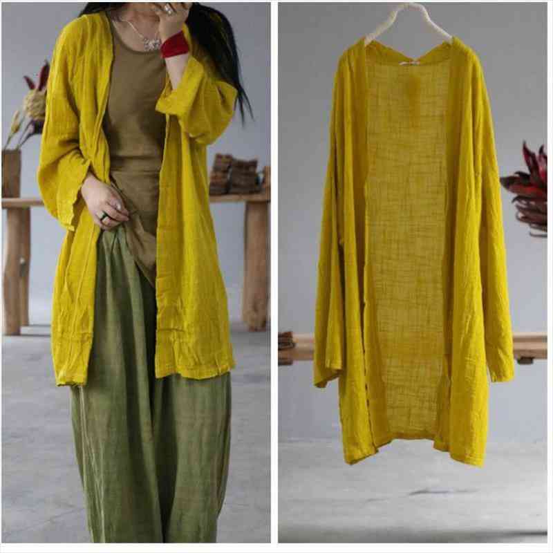 Autumn Women Blouses Simple Literary Pure Color Loose Sunscreen Conditioning V-neck Shirt Solid Color Plus Size Tops, White 
Autumn Women Blouses Simple Literary Pure Color Loose Sunscreen Conditioning V-neck Shirt Solid Color Plus Size Tops, White