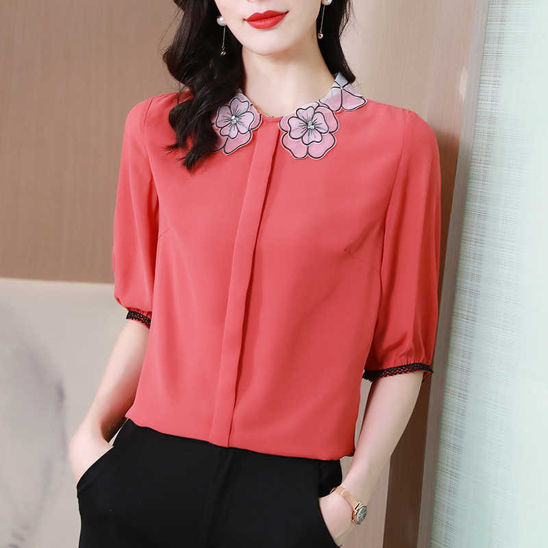 Korean Women's Shirt Lace Blouse for Women Fashion Short Sleeve Pink s Female O-neck Top Oversize Basic 210604
Korean Women's Shirt Lace Blouse for Women Fashion Short Sleeve Pink s Female O-neck Top Oversize Basic 210604