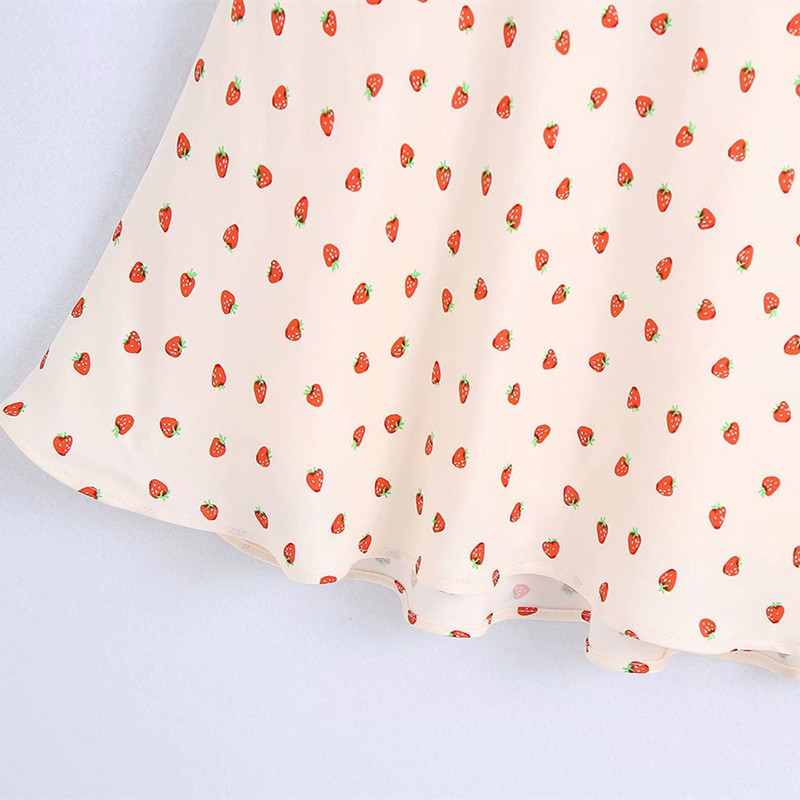 PUWD Sweet Women V Neck Draw Back Dress Summer Fashion Ladies College Style Cute Female Printed Mini Sling 210522