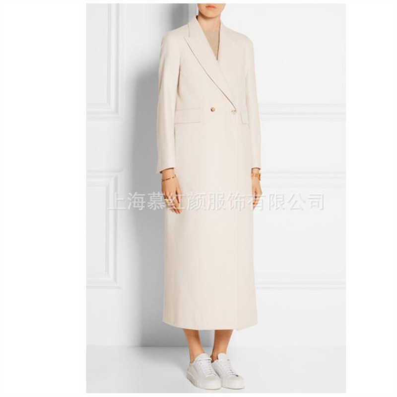 Women Winter Coat Wool Double breasted cashmere Vintage Elegant jacket Fashion Outerwear White X-Long Female 210909