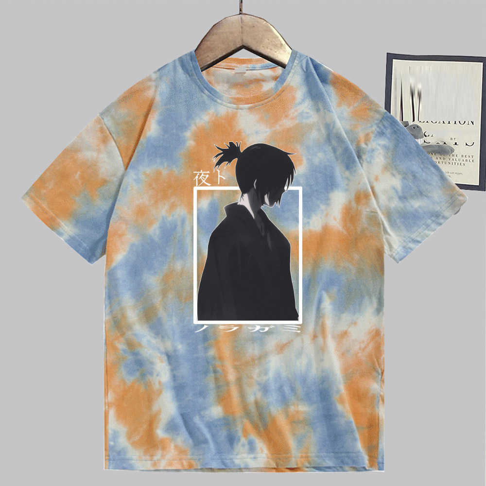 Noragami Yato Anime T-shirt Short Sleeve O-neck Casual Tie Dye Uniex Cloths Y0809