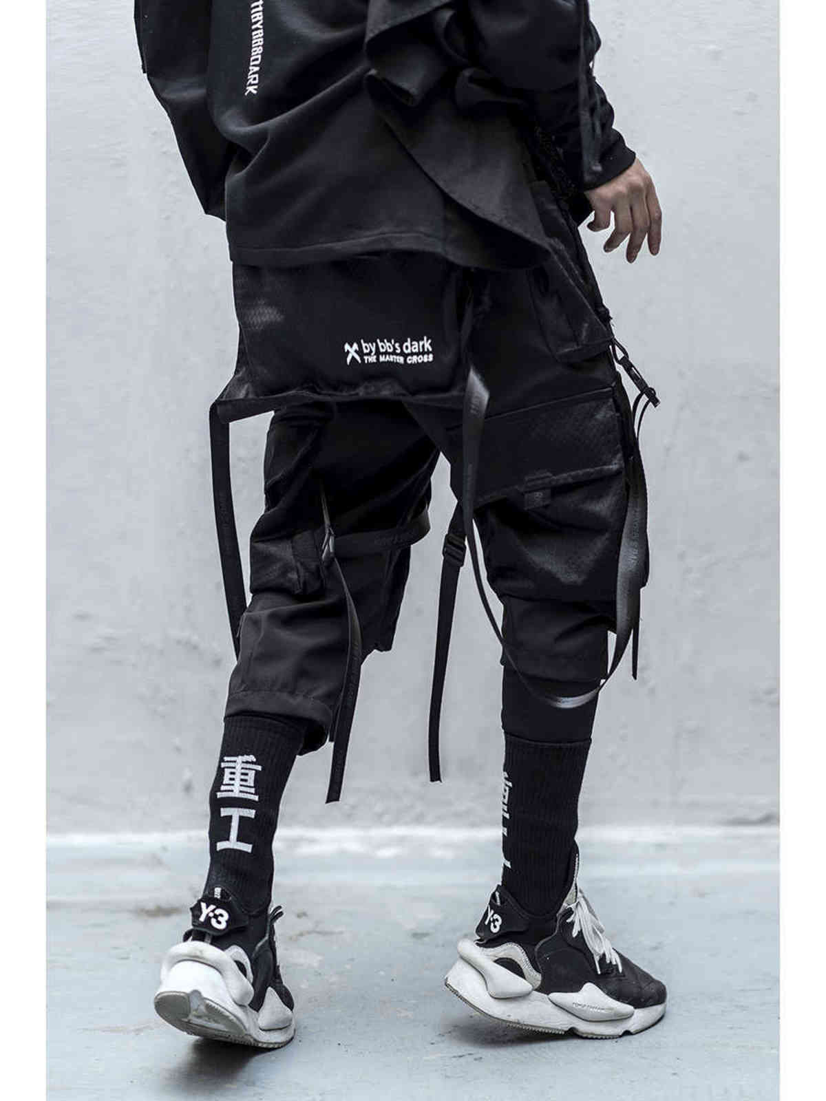 Techwear Cargo Pants Men Black Japanese Streetwear Jogger 211112
