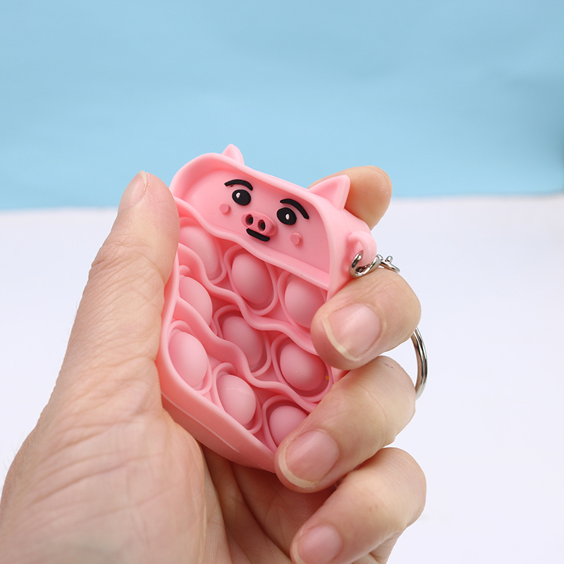 Cartoon Fidget Toys Key Ring Animal Design Bear Rabbit Cat Dog Bird Simple Dimple Digit Push Pop It Mini Bubbles Bag Sensory Rubber Puzzle Keychain Ch