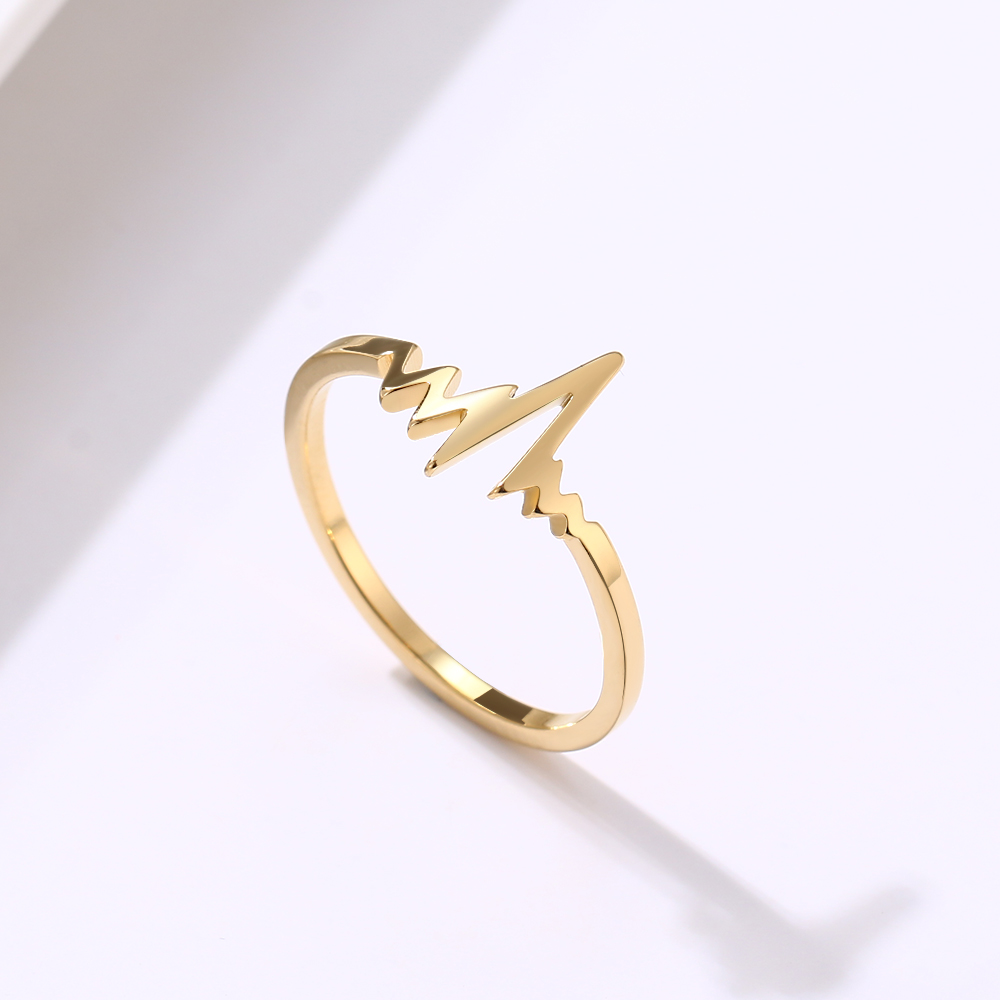 Heartbeat Rings Minimalist Stainless Steel Jewelry Geometric Women Bagues Pour Femme Gifts R459