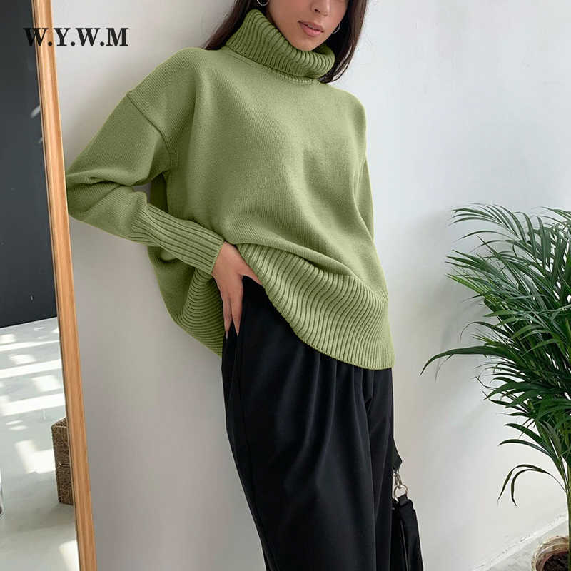 WYWM Winter Turtleneck Solid Sweater Women Korean Basic Thick Warm Knitted Pullover Autumn Soft Loose Streetwear Female Top 211011Z