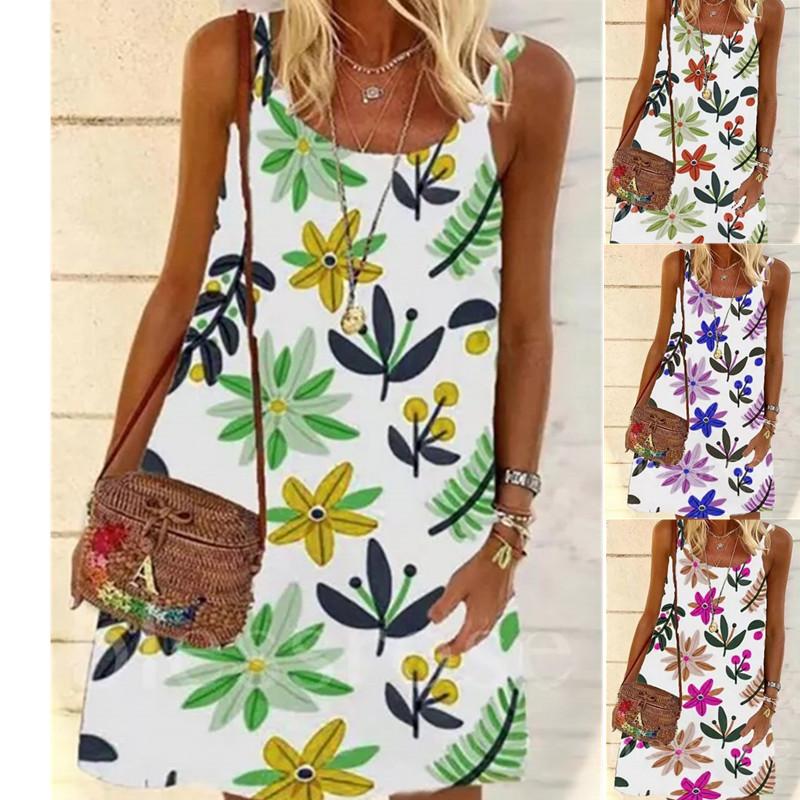 Casual Dresses Loose Large Size Fresh Vest Pullover Dress Selling 2021 Women's Summer Sleeveless Printed Skirt
