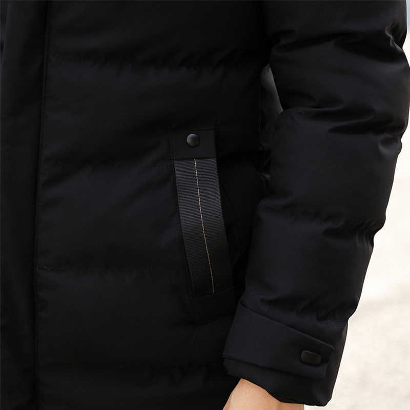 Men Jacket Casual Fashion Mid-Length Trendy Jacket Warm and Windproof High-Value Motorcycle Hooded Cotton-Padded Jacket 211014