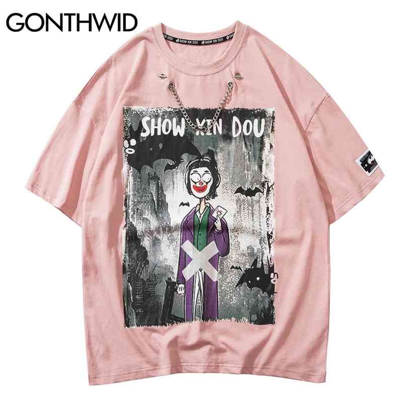 Hip Hop Streetwear Chain Tshirts Cartoon Print Punk Rock Gothic Tees Shirts Harajuku Casual Short Sleeve T-Shirt Tops 210602, Pink
Hip Hop Streetwear Chain Tshirts Cartoon Print Punk Rock Gothic Tees Shirts Harajuku Casual Short Sleeve T-Shirt Tops 210602, Pink