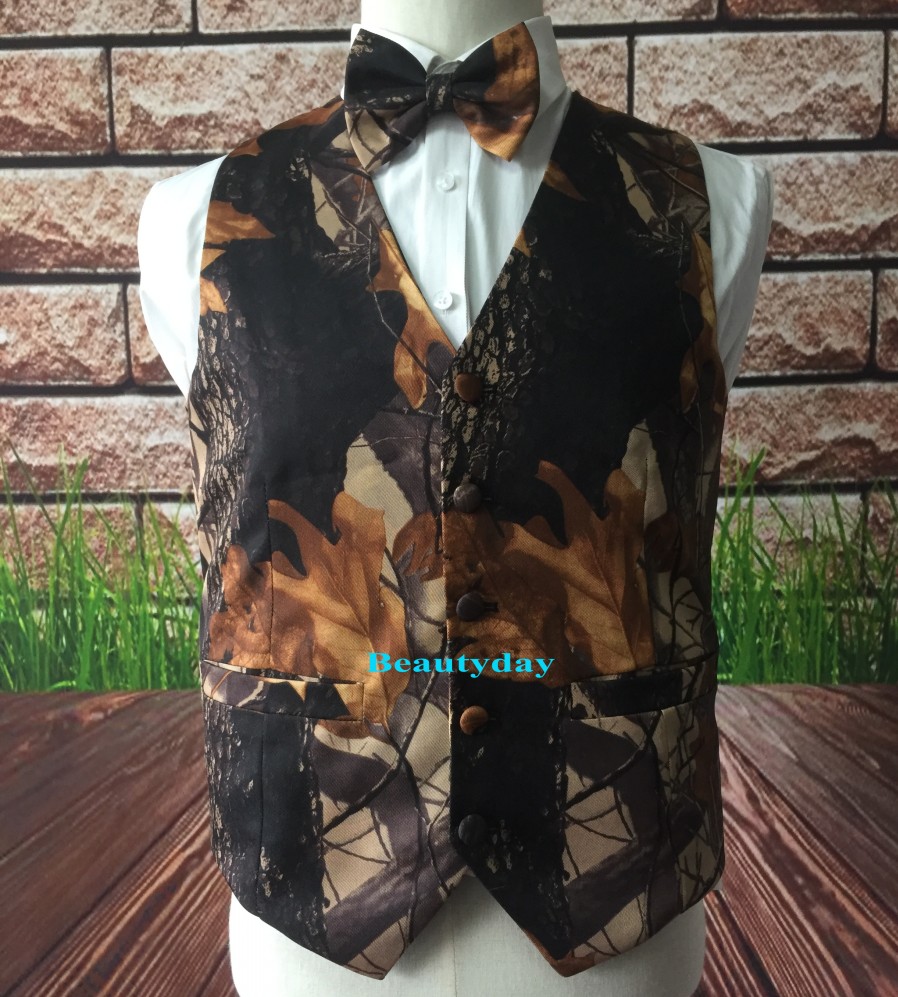 2021 New Black Casual Camo Groom Vests Wedding Vests Slim Fit Men Kids And Adult Wedding Prom Wedding Party Custom Made Hunter Plus size