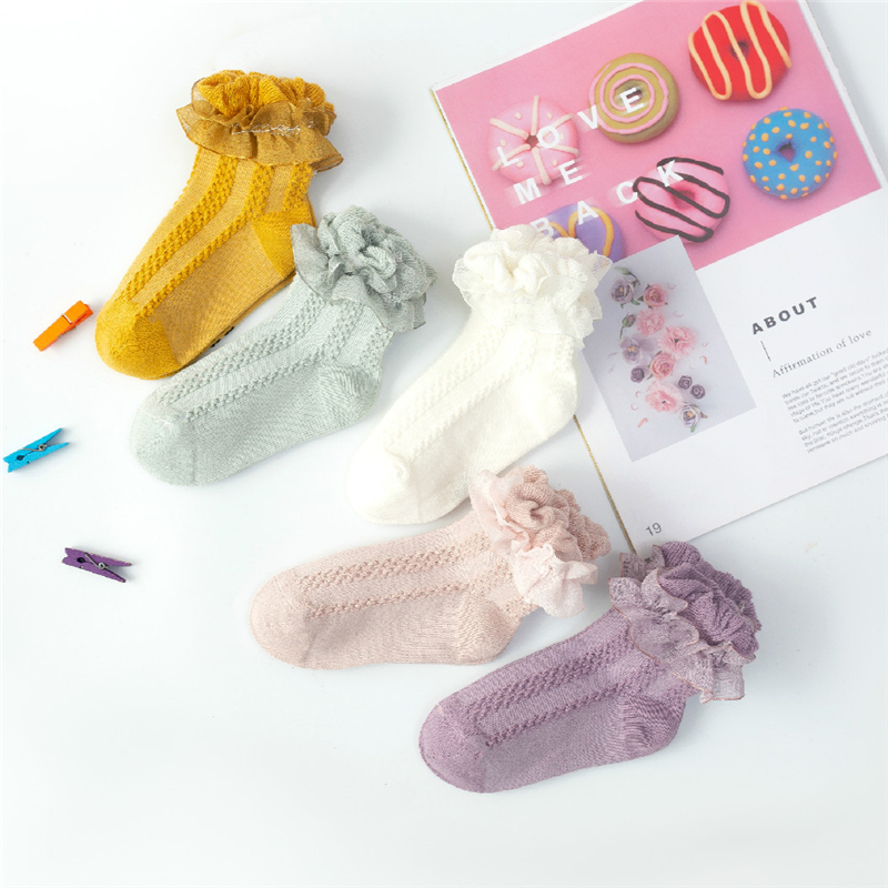 1-5Yrs Cute Kids Girls Ruffles Lace Princess Boat Socks Cotton Toddler Newborn Baby Non-slip Floor, Mixed wholesale
