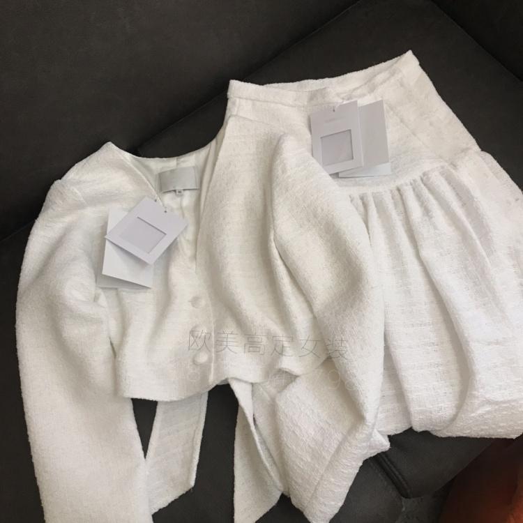 And The Period Small Sweet Wind V Neck Long Sleeve With Tweed Coat High Waist Bust Skirt Suits Female Women's Tracksuits