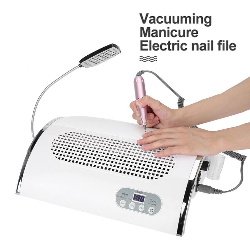 Nail Dryers 72 W 3 In 1 Multi-function Machine Electric File Polishing Dry Vacuum Cleaner Professional Tools Supply