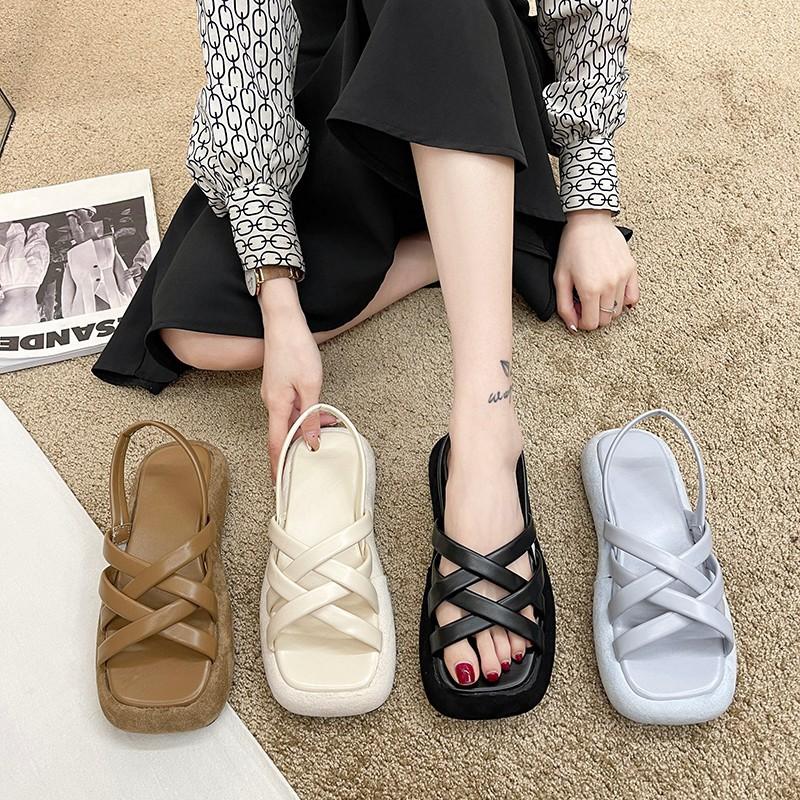Sandals Fairy Style Women's Flat-bottomed Summer Fashion Cross Straps Student Thick-soled Casual Roman, Black
Sandals Fairy Style Women's Flat-bottomed Summer Fashion Cross Straps Student Thick-soled Casual Roman, Black
