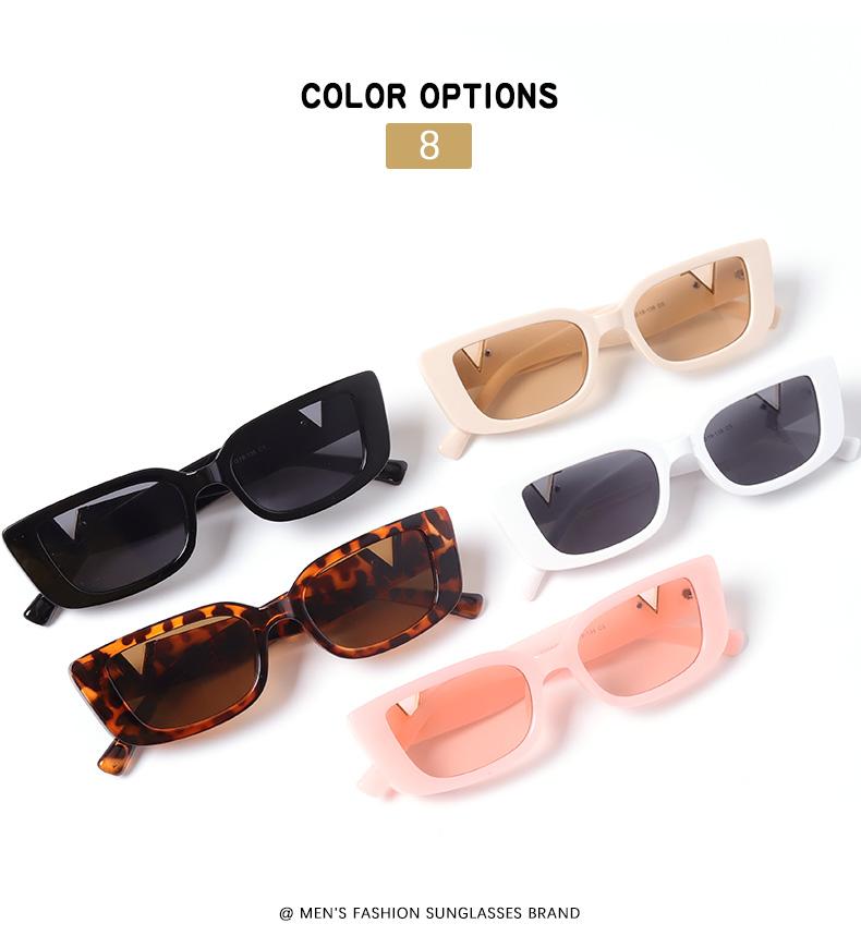 Sunglasses Retro Frame Rectangle For Women Luxury V Sun Glasses Men Fashion Jelly With Metal Hinges UV400Sunglasses
