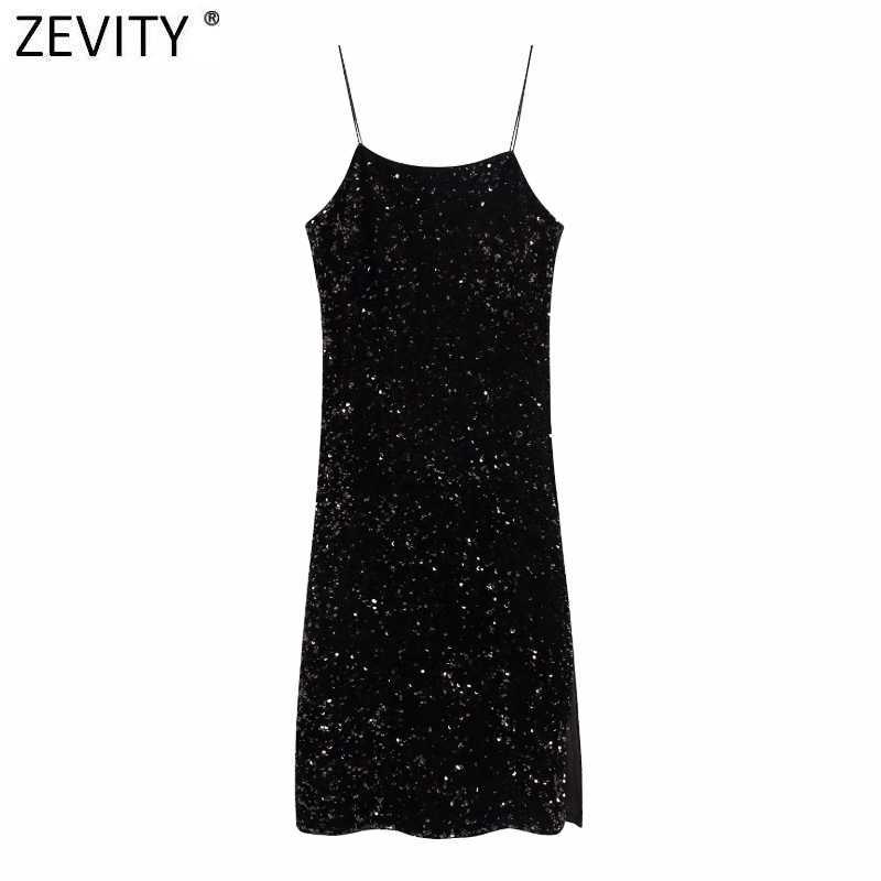 Zevity Women High Street Spaghetti Strap Sequins Split Midi Dress Elegant Female Chic Slim Brand Party Sling Vestido DS4839 210603, As pic ds4839bb
Zevity Women High Street Spaghetti Strap Sequins Split Midi Dress Elegant Female Chic Slim Brand Party Sling Vestido DS4839 210603, As pic ds4839bb