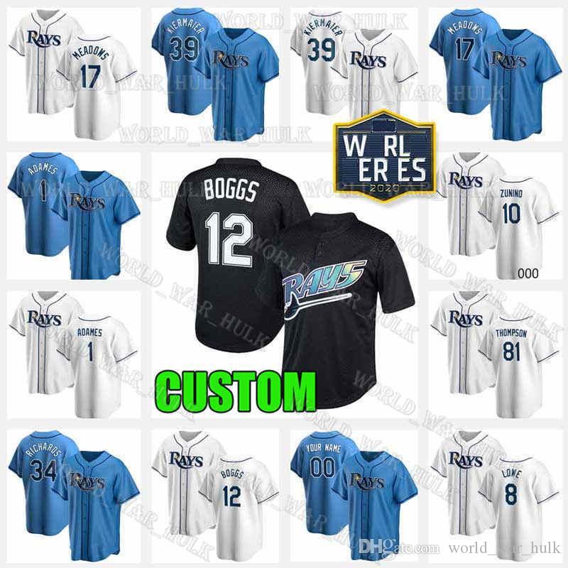 12 Wade Boggs Kevin Kiermaier 2021 Custom Rays Baseball Jersey Tampa Blake Snell Bay Jackie Robinson Matt Duffy Evan Longoria Joey Wendle, Custom retro(guangmang)+patch
12 Wade Boggs Kevin Kiermaier 2021 Custom Rays Baseball Jersey Tampa Blake Snell Bay Jackie Robinson Matt Duffy Evan Longoria Joey Wendle, Custom retro(guangmang)+patch