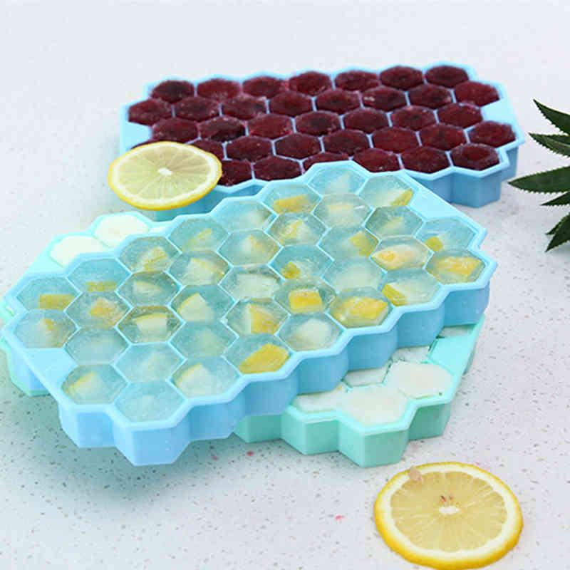 1Pcs With Cover/no Cover Honeycomb Shape Ice Cube Mold for Summer Multi Purpose Whiskey Cocktail Kitchen Tools Reusable