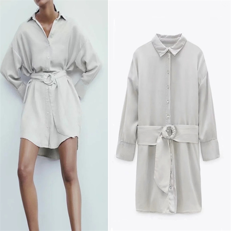 Dress Women Belted Shirt Fashion Long sleeves Turn up Collared Side Pockets Ladies Autumn Casual es Button-up 210519, Gray
Dress Women Belted Shirt Fashion Long sleeves Turn up Collared Side Pockets Ladies Autumn Casual es Button-up 210519, Gray