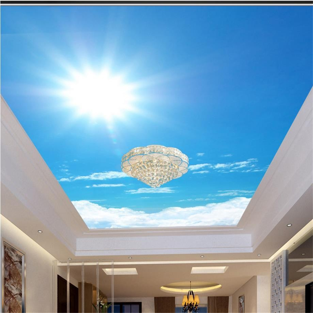 Customize 3D ceiling stickers sunlight sky 3d stereoscopic wallpaper ceiling non-woven 3d ceiling murals