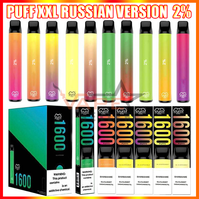 Puff Bar XXL Disposable Vape Pen Russian Version 2% E Cigarette Device With 1000mAh Battery 1600 Puffs 6.5ml Pod PuffBar Kit
Puff Bar XXL Disposable Vape Pen Russian Version 2% E Cigarette Device With 1000mAh Battery 1600 Puffs 6.5ml Pod PuffBar Kit