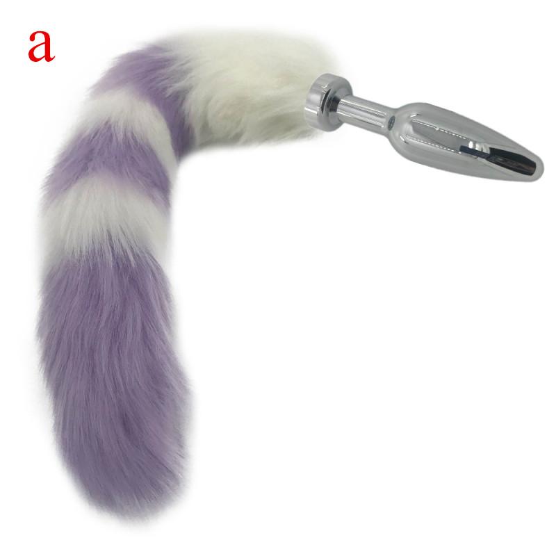 Sex Toys For Couples 2 Size Anal Plug Metal Bead BuPlug Artificial 40cm White And Purple Tail Toy BuStopper H8-223G