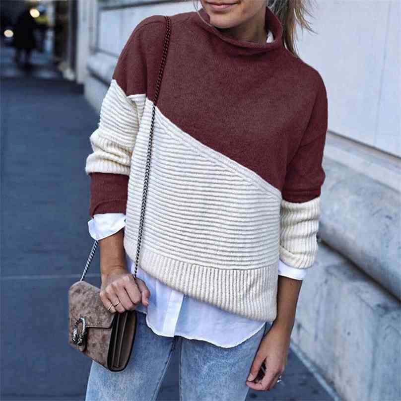 Arrival Patchwork Turtleneck Pullover Women Knitwear Autumn Winter Sweaters And Pullovers Casual Knitted Jumper 210607, Burgundy
Arrival Patchwork Turtleneck Pullover Women Knitwear Autumn Winter Sweaters And Pullovers Casual Knitted Jumper 210607, Burgundy