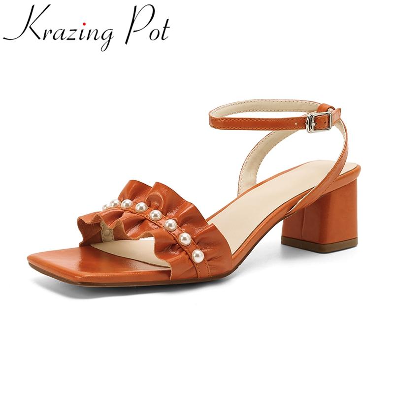 Krazing Pot Fashion Pleated Pearl High Heel Peep Toe Concise Summer Shoes Elegant Sweet Office Lady Dating Women Sandals L51 Dress, Black
Krazing Pot Fashion Pleated Pearl High Heel Peep Toe Concise Summer Shoes Elegant Sweet Office Lady Dating Women Sandals L51 Dress, Black