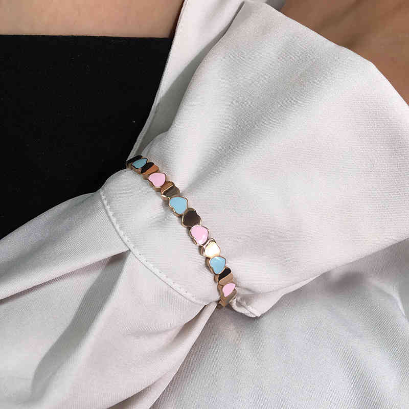 Charm Bracelets 56 Elegant Collocation Color Drop Oil Peach Heart Smooth Face Bracelet Three Colors