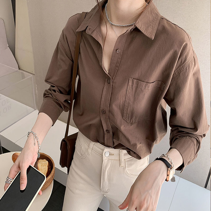 White Shirt Women Spring Korean Simple Long Sleeve Bottomed Single Breasted Wild Women's Blouse Plus Size 4XL 13055 210427