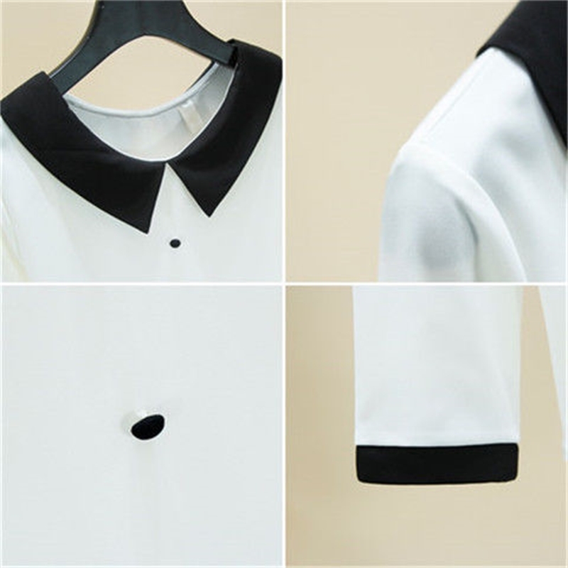 Spring Korea Fashion Women Long Sleeve Chiffon Shirt Preppy Style Peter Pan Collar Patchwork Loose Shirts Female Blouses D185 210512