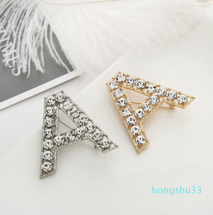 Fashion Letter Brooch Crystal Rhinestone Brooches Pin Alphabet Collar Pins Clothes Accessories For Women Jewelry Gifts