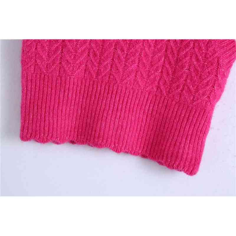 Streetwear Women Pink O-Neck Sweaters Tanks Fashion Ladies Knitted Tops Sweet Female Chic Pullovers Elegant Girl 210430