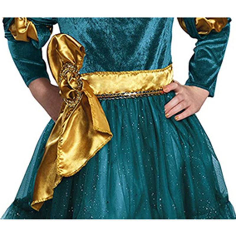 New Fancy Brave Princess Cosplay Warm for Kids Girls Halloween Dress up Costume Merida Wig Party Supplies 210317