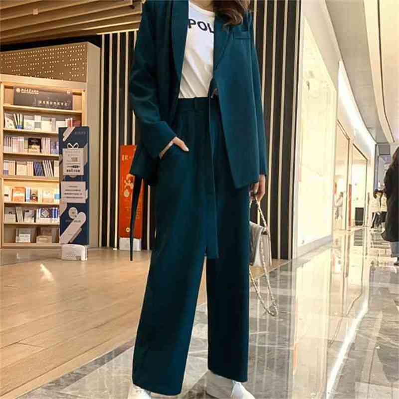 Autumn Office Two Piece Set Women Lace Up Blazer Jacket High Waist Loose Wide Leg Pants Lady Business Suits 210603, Picture color
Autumn Office Two Piece Set Women Lace Up Blazer Jacket High Waist Loose Wide Leg Pants Lady Business Suits 210603, Picture color
