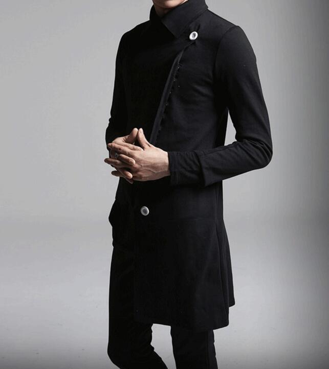 M-5XL / Spring Men's Fashion Personality High Collar Bottoming Shirt Nightclub Hair Stylist Slim Long Sleeves Casual Shirts